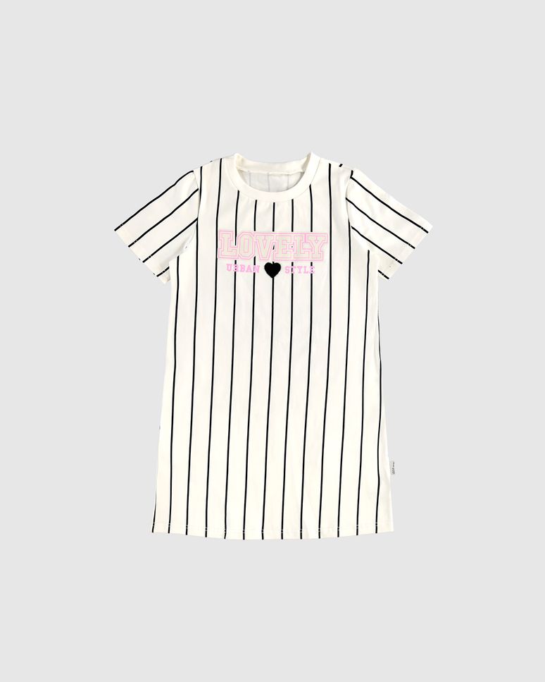 Vestido T-Shirt Infantil Lovely Urban Style Listrado Em Algodão Malwee Kids
