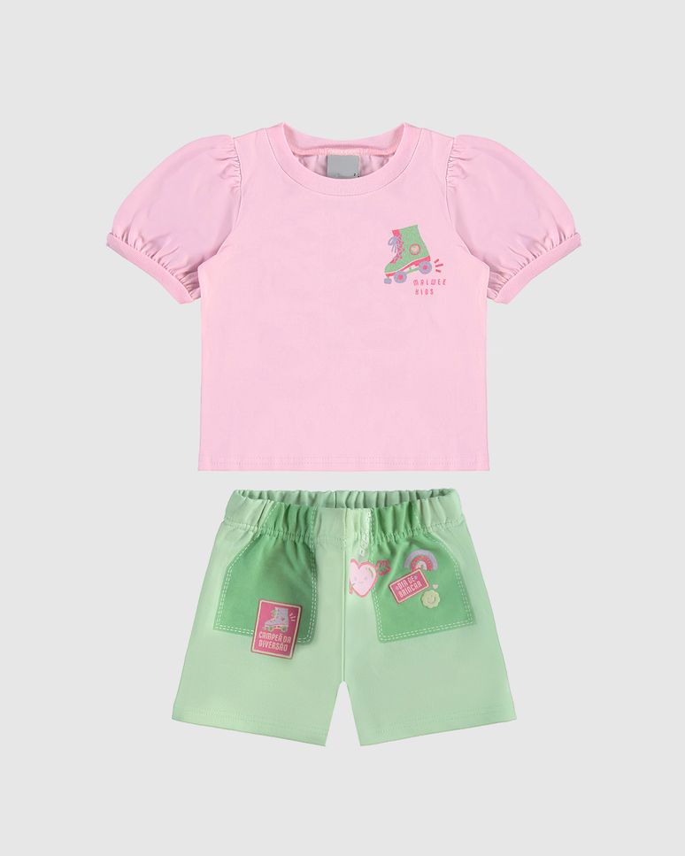 Conjunto Infantil Menina Campeã Da Diversão! Em Algodão E Moletom Malwee Kids