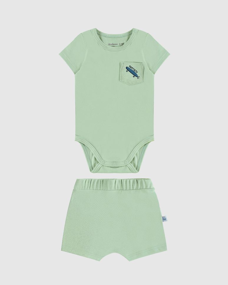 Conjunto Bebê Menino Body E Shorts Saruel Em Ribana Malwee Kids