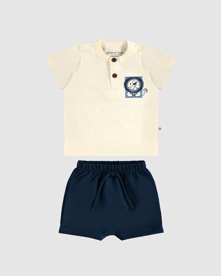 Conjunto Bebê Menino Bermuda Saruel Em Moletom Sarjado Malwee Kids