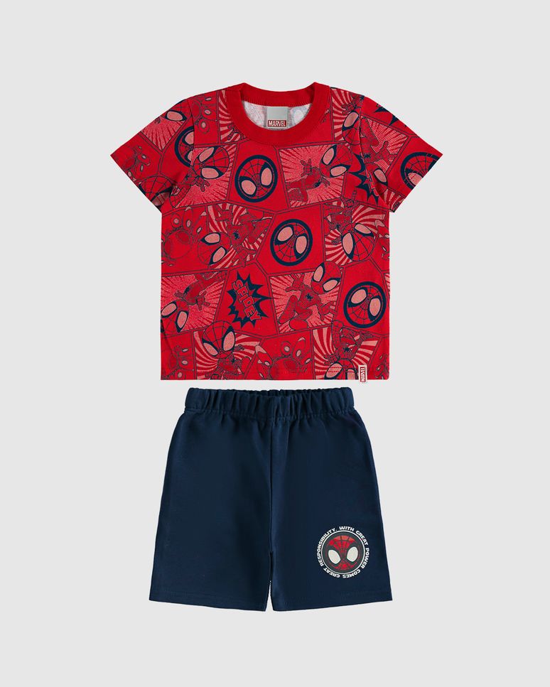 Conjunto Infantil Menino Camiseta Estampada Homem-Aranha Malwee Kids