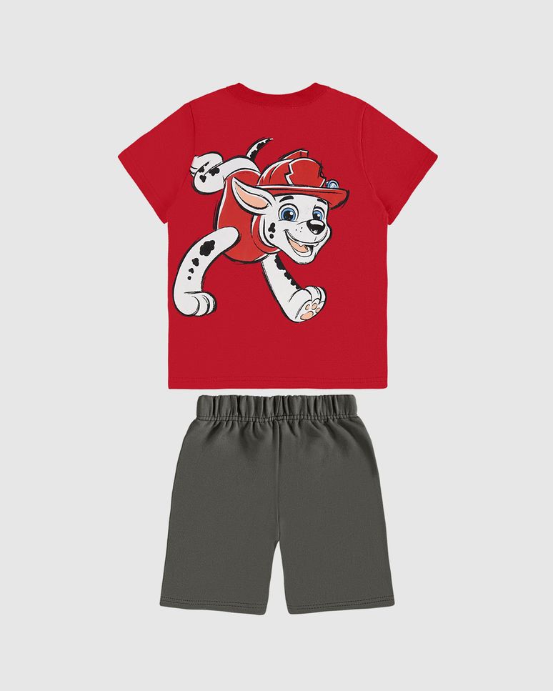 Conjunto Infantil Menino Patrulha Canina Bermuda Moletinho Malwee Kids
