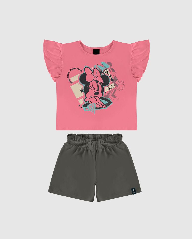 Conjunto Infantil Menina Estampa Glitter Minnie Mouse Disney Malwee Kids
