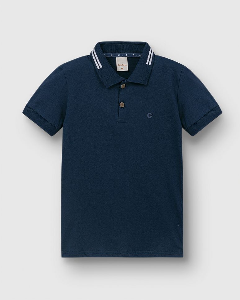Camisa Polo Menino Peitilho Frontal Em Algodão - Carinhoso