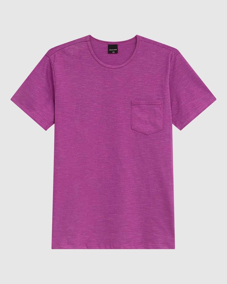 Camiseta Masculina Slim Bolso Frontal Em Malha Fio A Fio