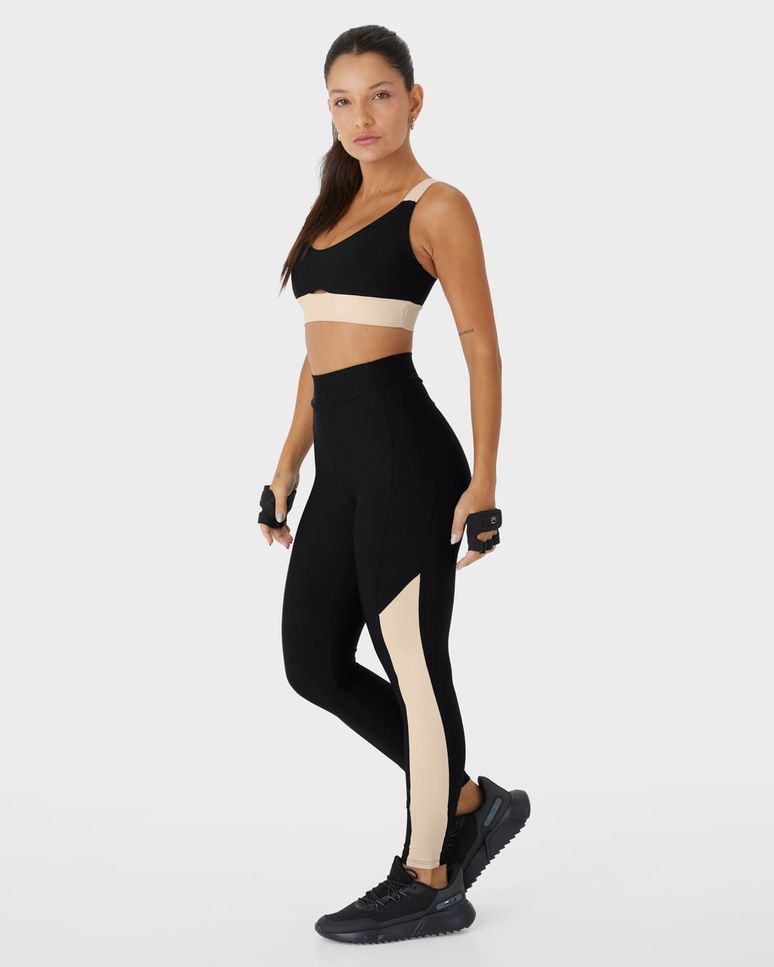 Calça Legging Feminina Recorte Contraste Em Malha Dry E Proteção UV50+ - ENFIM