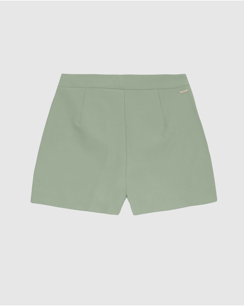 Shorts Saia Feminino Bolso Decorativo Em Tecido Alfaiataria