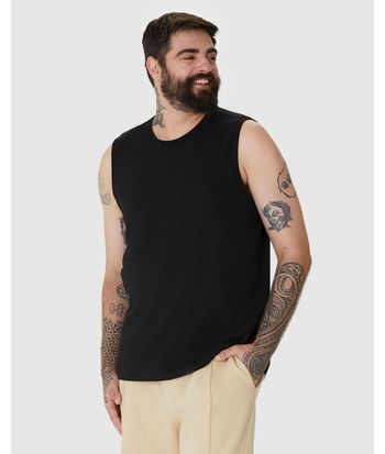 Regata Básica Masculina Plus Size Cava Ajustada Em Algodão