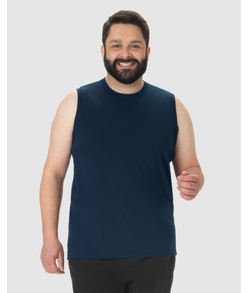 Regata Básica Masculina Plus Size Cava Ajustada Em Algodão