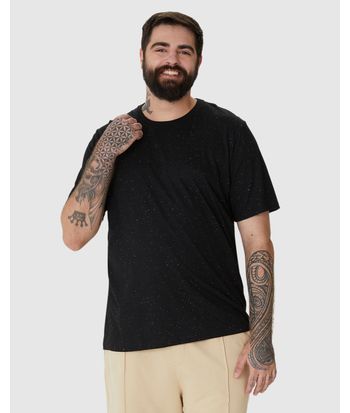 Camiseta Básica Masculina Plus Size Com Bordado Em Malha Botonê