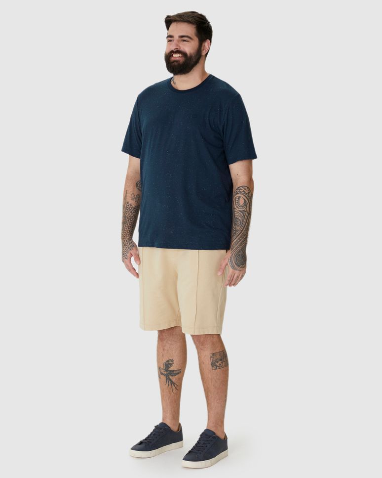 Camiseta Básica Masculina Plus Size Com Bordado Em Malha Botonê