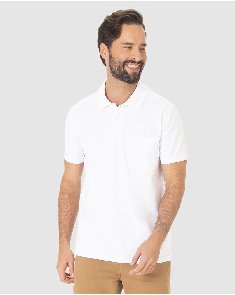 Camisa Polo Básica Masculina Gola Esporte Em Algodão BRANCO - Malwee