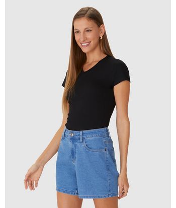 Blusa Básica Feminina Decote V Em Algodão