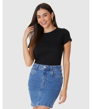 Blusa Básica Feminina Baby Look Em Algodão