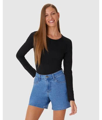 Blusa Básica Feminina Decote Redondo Em Algodão