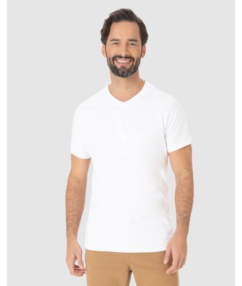 Camiseta Básica Masculina Gola V Em Algodão