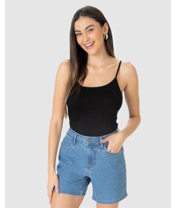 Regata Básica Feminina Decote Redondo Em Viscose Stretch