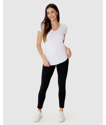 Calça Legging Básica Feminina Cintura Média Em Algodão