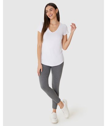 Calça Legging Básica Feminina Cintura Média Em Algodão