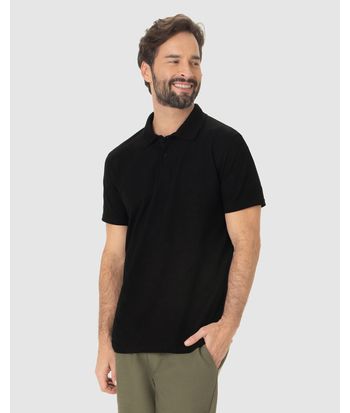 Camisa Polo Básica Masculina Gola Retilínea Em Piquet Stretch