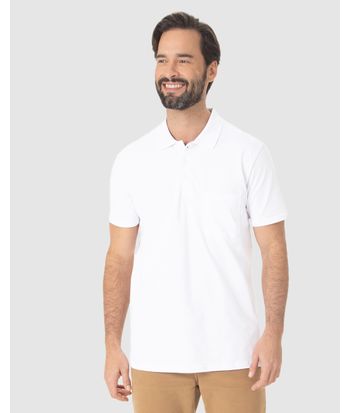 Camisa Polo Básica Masculina Gola Esporte E Bolso Piquet Stretch