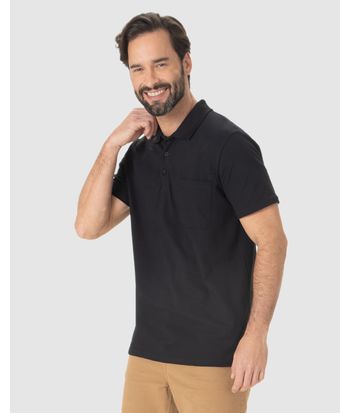 Camisa Polo Básica Masculina Gola Esporte E Bolso Piquet Stretch