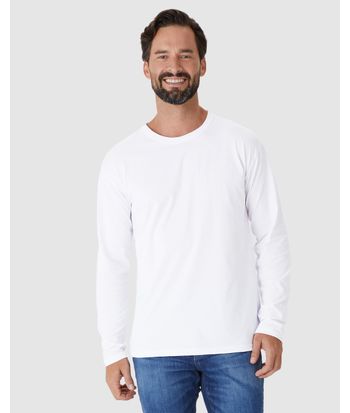 Camiseta Básica Masculina Manga Longa Em Algodão