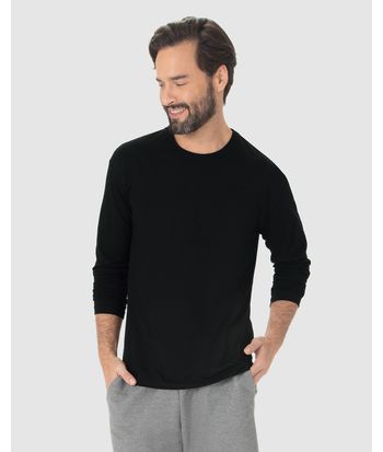 Camiseta Básica Masculina Manga Longa Em Algodão