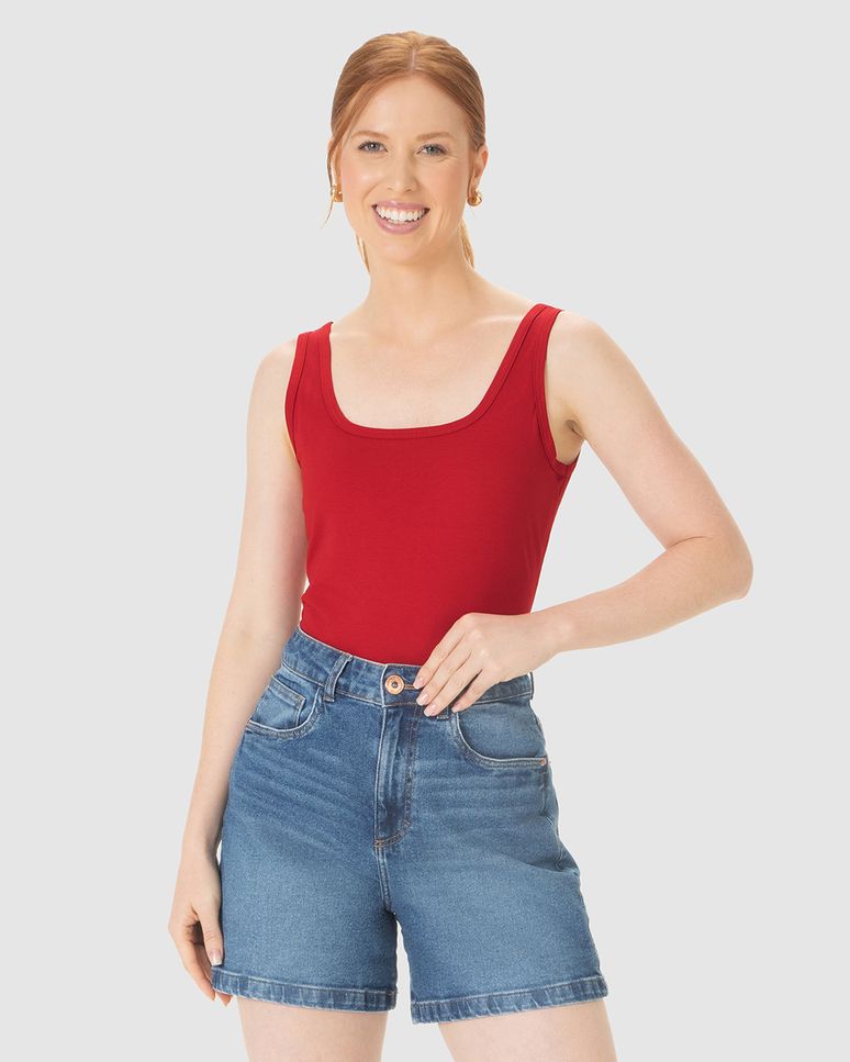 Regata Básica Feminina Decote U Em Algodão