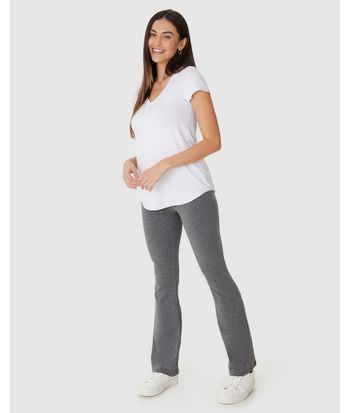 Calça Básica Feminina Flare Em Algodão
