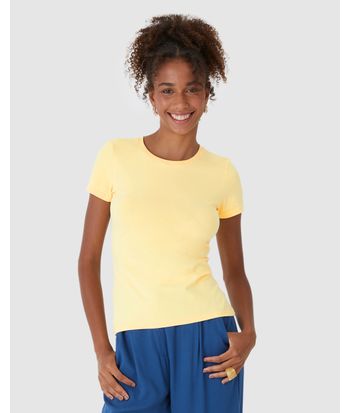 Blusa Básica Feminina Decote Redondo Em Algodão