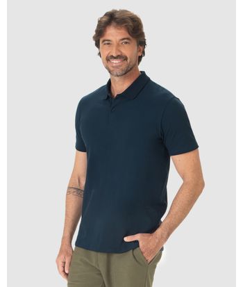 Camisa Polo Básica Masculina Gola Retilínea Em Piquet Stretch