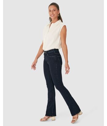 Calça Feminina Bootcut Cintura Média Em Flex Jeans