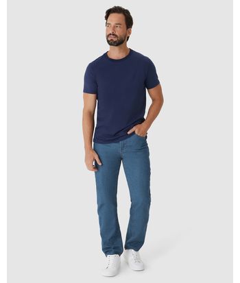 Calça Masculina Tradicional Em Jeans Com Elastano