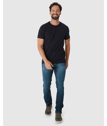 Calça Masculina Slim Bolso Funcional Em Flex Jeans