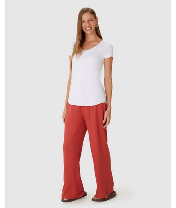 Blusa Básica Feminina Mullet Decote V Em Viscose Stretch