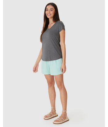 Blusa Básica Feminina Mullet Decote V Em Viscose Stretch