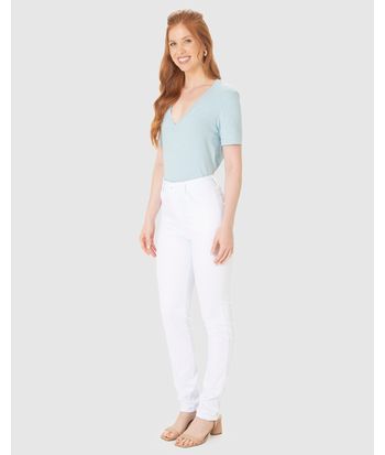 Calça Feminina Skinny Em Sarja Com Elastano