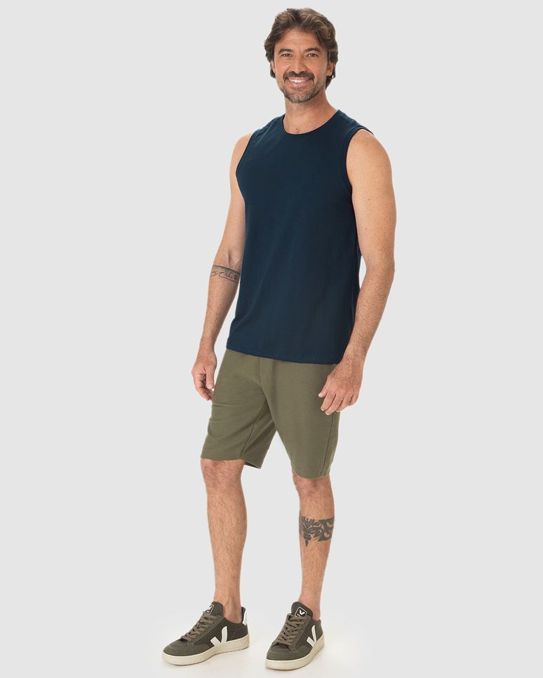Regata Básica Masculina Cava Ajustada Em Algodão