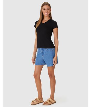 Blusa Básica Feminina Decote V Em Algodão