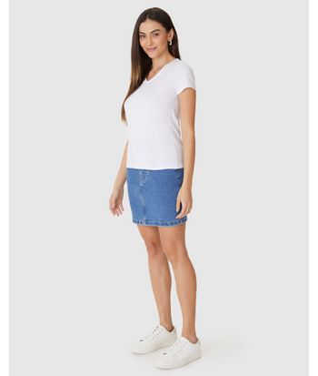 Blusa Básica Feminina Decote V Em Algodão