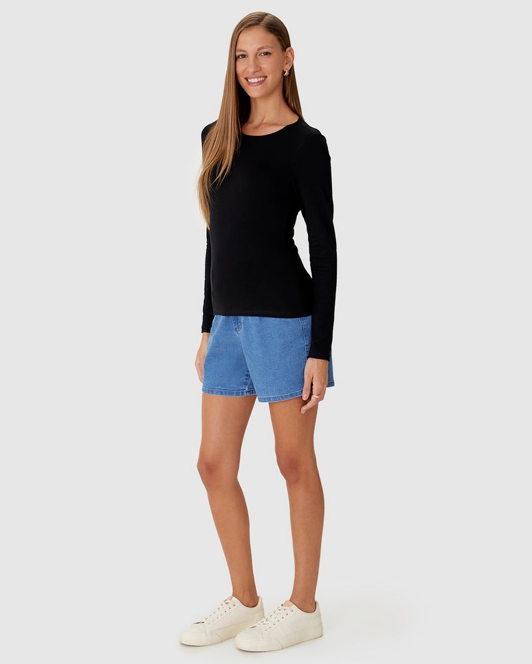 Blusa Básica Feminina Decote Redondo Em Algodão