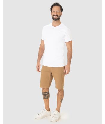 Camiseta Básica Masculina Gola V Em Algodão