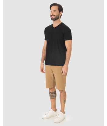 Camiseta Básica Masculina Gola V Em Algodão