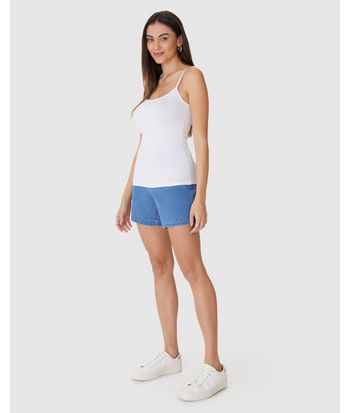 Regata Básica Feminina Decote Redondo Em Viscose Stretch