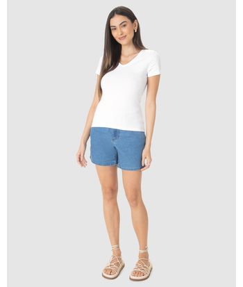 Blusa Básica Feminina Decote V Em Algodão