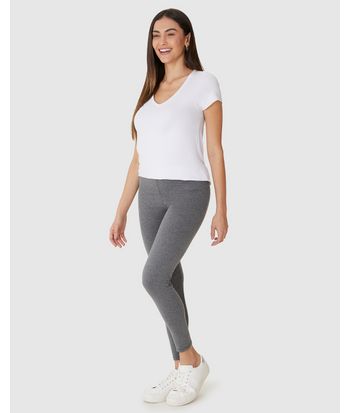 Calça Legging Básica Feminina Cintura Média Em Algodão
