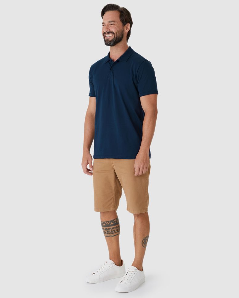 Camisa Polo Básica Masculina Peitilho Frontal Em Algodão