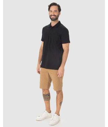 Camisa Polo Básica Masculina Gola Esporte E Bolso Piquet Stretch