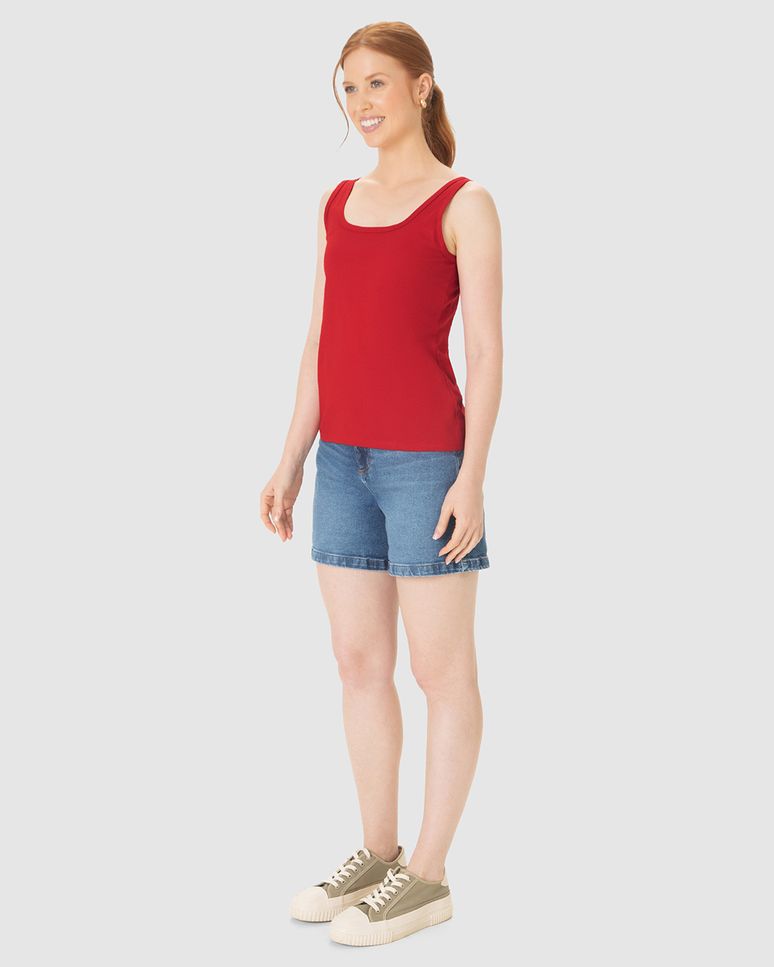 Regata Básica Feminina Decote U Em Algodão